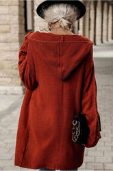 CABLE KNIT CASUAL HOODIE CARDIGAN - Doublju